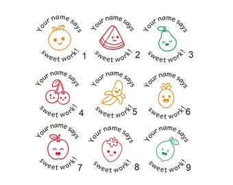 Timbri personalizzati / Due colori in un timbro / Timbri per insegnanti / Autoinchiostranti / Timbri per compiti / Timbro con logo / Timbro aziendale / Rotondo da 1,5''