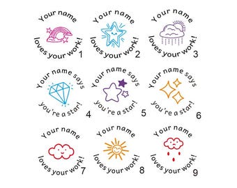 Timbri personalizzati / Due colori in un timbro / Timbri per insegnanti / Autoinchiostranti / Timbri per compiti / Timbro con logo / Testo/immagine personalizzati / Rotondi da 1,5''