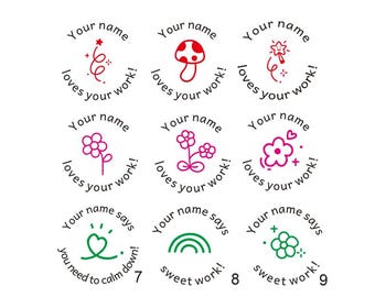 Timbri personalizzati / Due colori in un timbro / Timbri per insegnanti / Autoinchiostranti / Timbri per compiti / Timbro con logo / Testo/immagine personalizzati / Rotondi da 1,5''