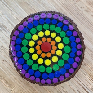 Hand painted Magnets Mandala Art magnets Refrigerator Art Hand-painted Dot Art Magnets Co-worker Gift Pride LGBTQ Rainbow Art