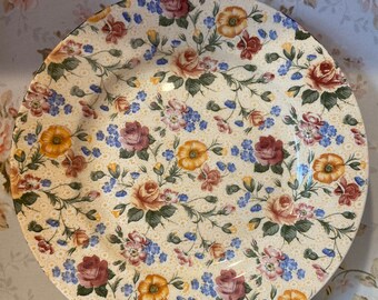 Vintage plates pastel border Tielsch square porcelain floral garden party mismatch Germany Six 8 Square Salad Plates C