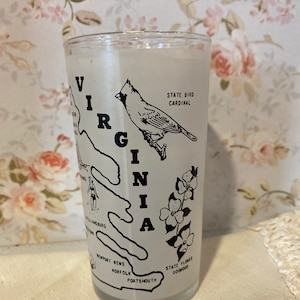 Collectible glass bar ware Virginia The Old Dominion State souvenir glass