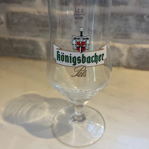 Konigsbacher Pils Vintage Collectible German Beer Glass, Tulip Stemmed Barware Glass, Pints Glass, Beer Glass, German Barware, European Bar