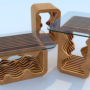 Archivo digital de mesa de centro paramétrica Archivo de plan de mesa moderno Adecuado para corte CNC Archivos de plan de vector de corte por láser Archivos DXF JPG Svg