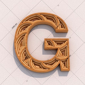 Letter G, Laser cutting Multilayered 3D Geometric design DXF SVG ai eps file templates for Wall Decor, Gift, Signage Board, Wedding Sign. image 1