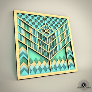 DTFMA19-Square Multilayer Art for Laser Cut, Wall Hanging mandala SVG DXF file, Digital File for CNC router and laser cut, Cricut layer Svg