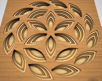 Laser Cut Multilayer Mandala Design, CNC Router SVG DXF (Digital Files)