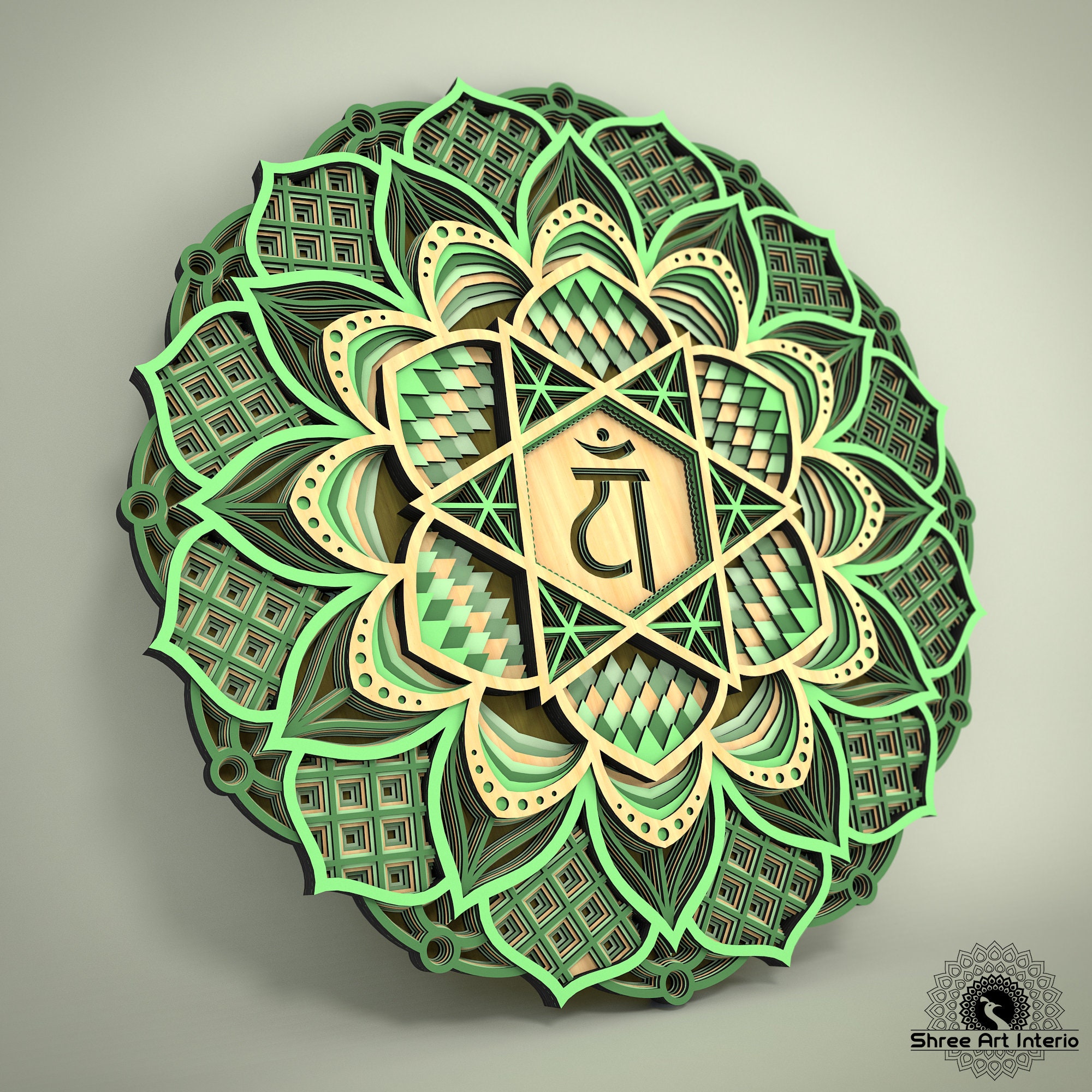 Dtfma13-heart Chakra Mandala File, Wall Hanging Art, Anahata