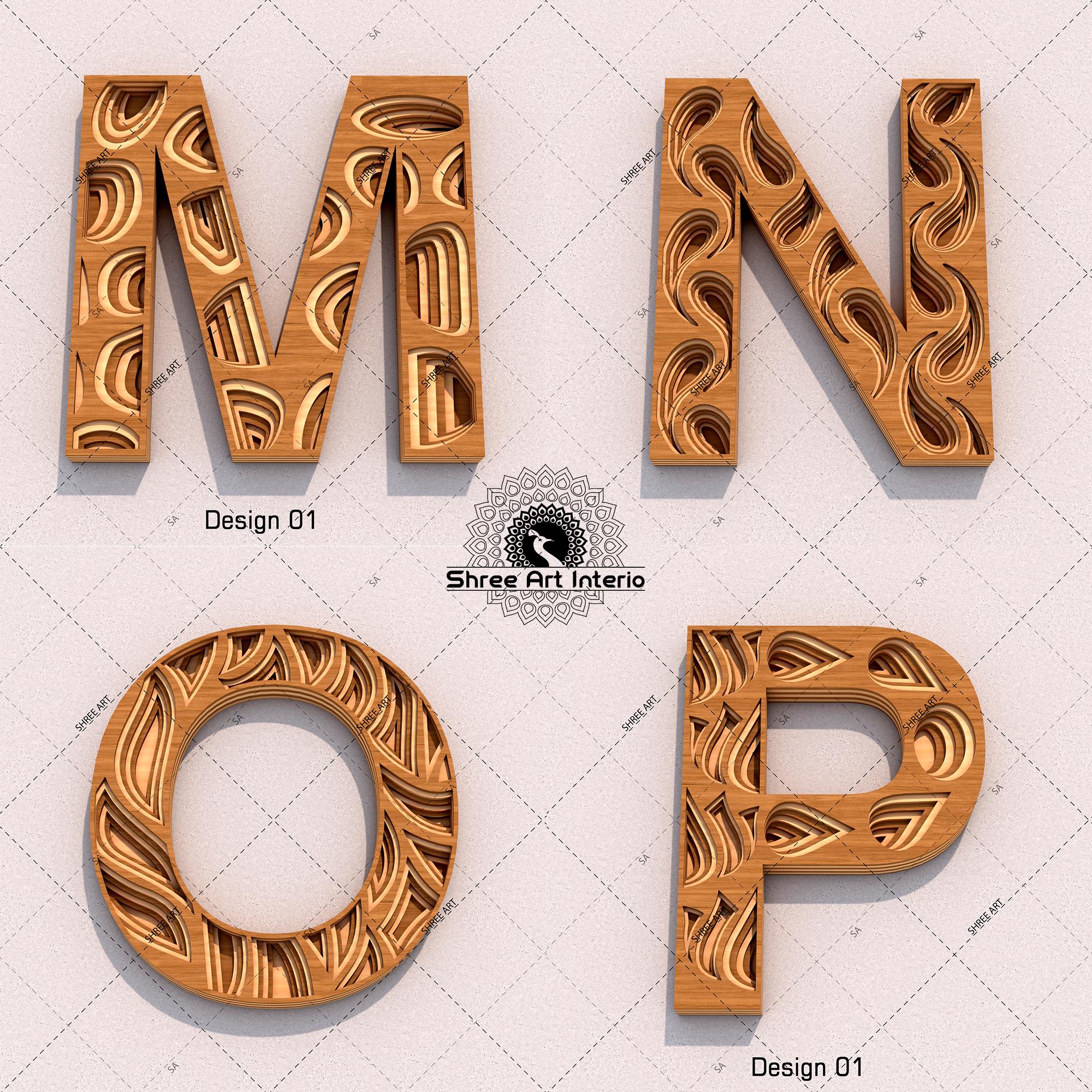 Large Letter Laser Files Laser Cut Letter Templates A-Z: Multilayered Design (DXF SVG Ai Eps ...