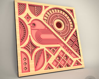Bird Mandala Laser Cut File: Multilayer Wall Art SVG DXF (Digital Download)
