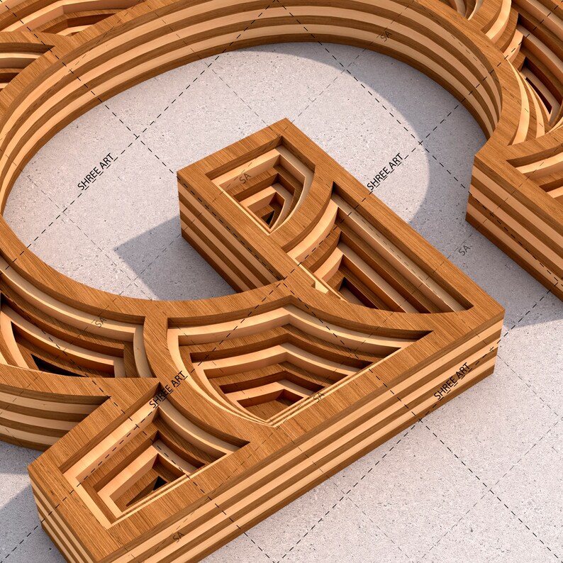 Letter G, Laser cutting Multilayered 3D Geometric design DXF SVG ai eps file templates for Wall Decor, Gift, Signage Board, Wedding Sign. image 2