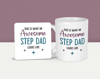 Gift for Stepdad - This is what an Awesome Stepdad looks like Mug - Birthday, Christmas, Fathers Day Gift Idea - Dishwasher Safe 11oz Cup