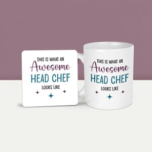 Awesome Head Chef Mug & Coaster, Work Colleague Coffee Cup