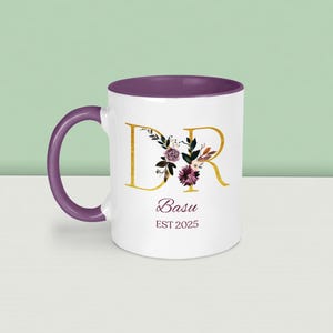 Personalised Dr Mug & Coaster: Est 2026 custom year, Gift for PHD Graduates or Doctor Purple mug only