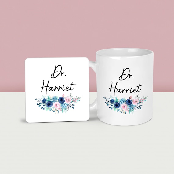 Dr Mug Personalised Gift PHD Doctor Custom Pretty Floral