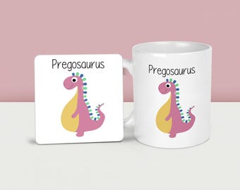 Pregnancy Gift Pregosaurus Mug Funny Pregnant Dinosaur