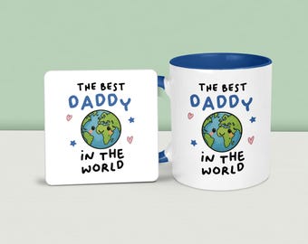 Best Daddy in the World Mug & Coaster: – Cute Father's Day Gift for Dad