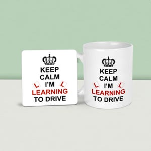 Learner Driver Mug & Coaster: Keep Calm, L Plates - Funny New Driver Gift 17th Birthday