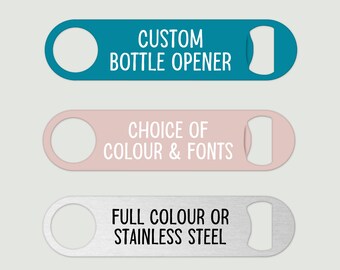 Abrebotellas personalizado con hoja de barra en varios colores - Regalo personalizado