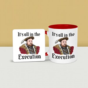 Funny Henry VIII Mug: Tudor History Gift with Optional Coaster Red mug & coaster