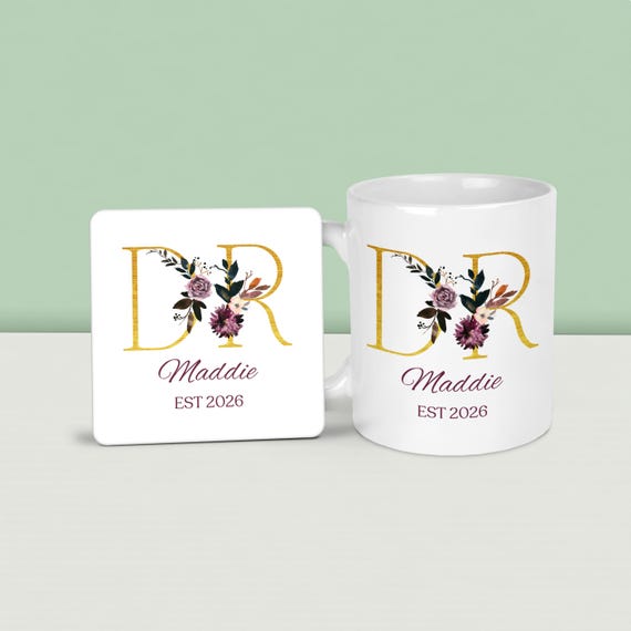 Personalised Dr Mug & Coaster: Est 2026 custom year, Gift for PHD Graduates or Doctor