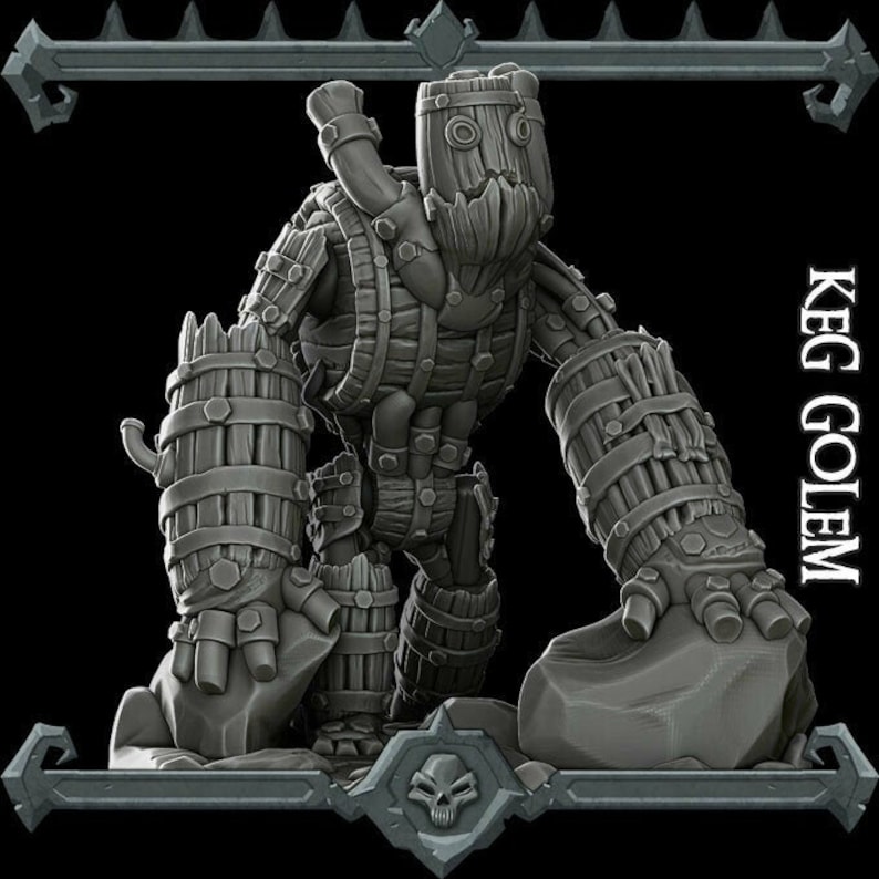 Keg Golem  Resin Miniature  Many Size Options dungeons And image 0