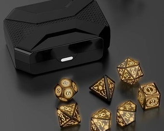 Light Up Rechargeable Dice Set For Dungeons and Dragons with USB Charging box