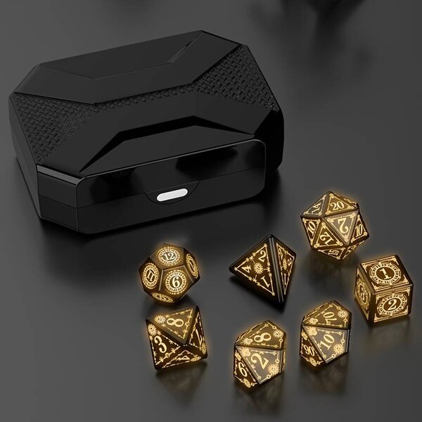 Set di dadi ricaricabili illuminati per Dungeons and Dragons con scatola di ricarica USB