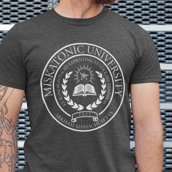 T-shirt Miskatonic University pour homme | Cthulhu | Lovecraft | Mythe | Horreur à Arkham | Surnaturel