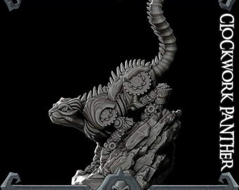 CLOCKWORK PANTHER - Miniature | Many Size Options |Dungeons and dragons | Cthulhu  | Pathfinder | War Gaming