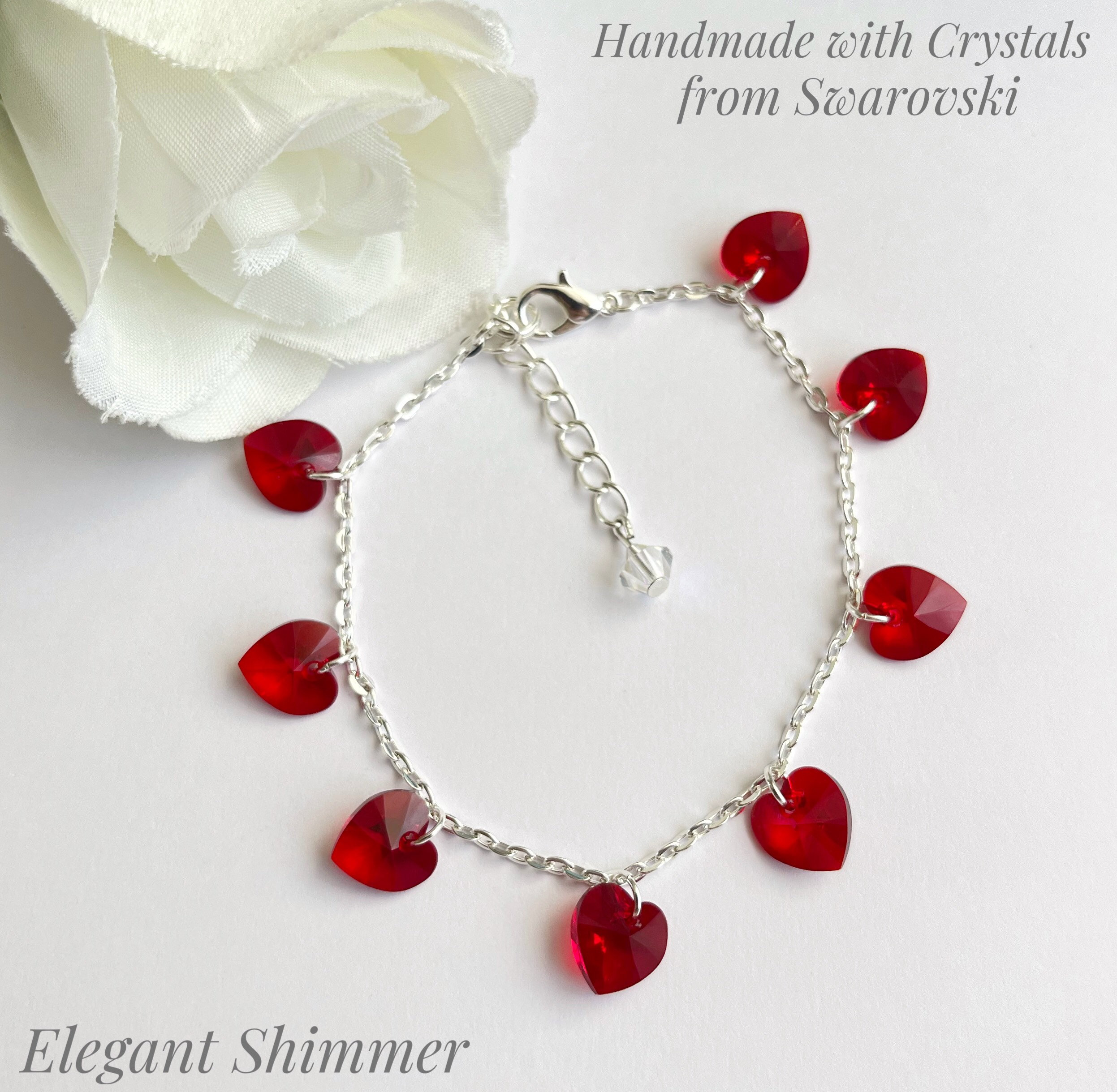 True Love Energised Healing Red Heart Swarovski Crystal Bracelet - Love,  Romance, Soul Mate