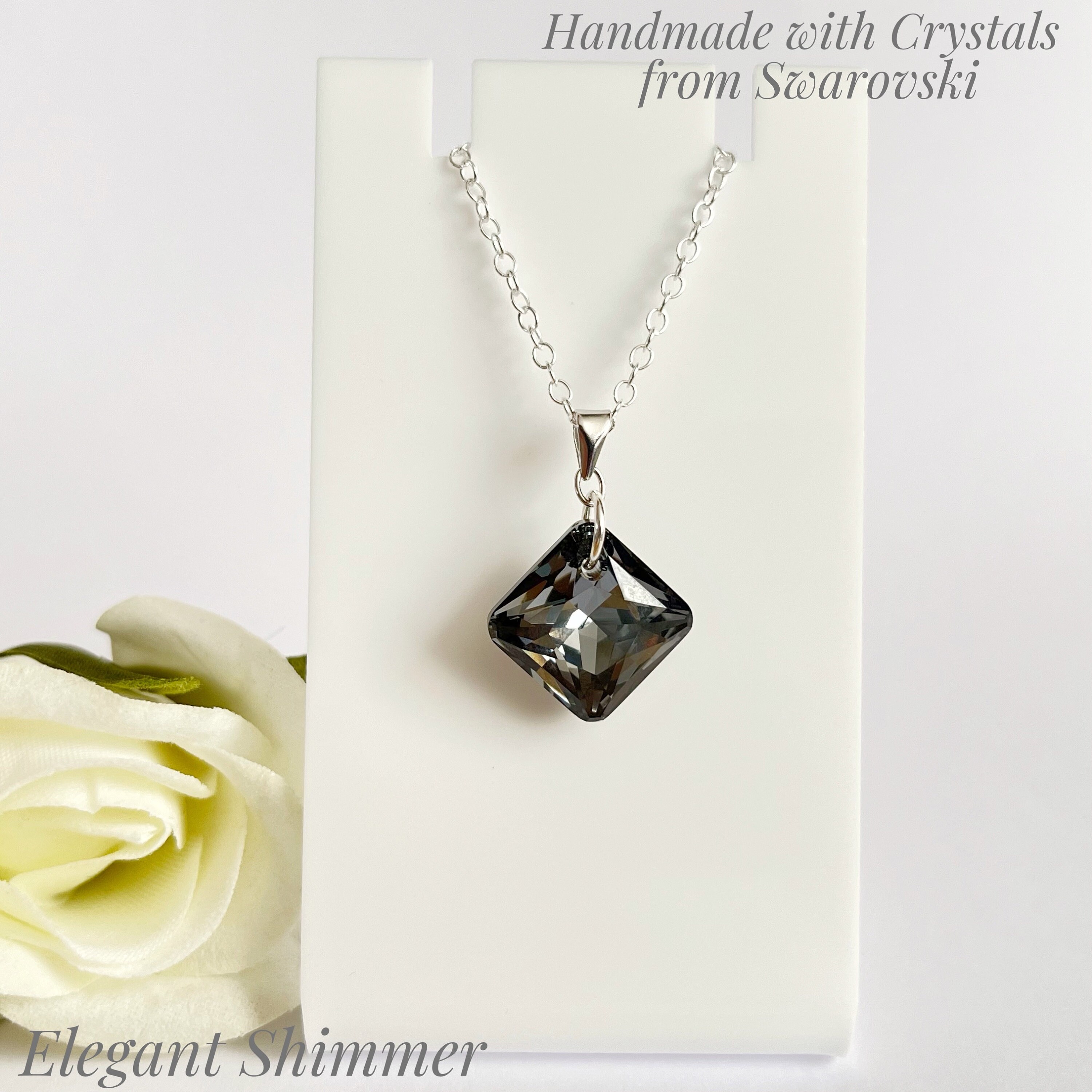 Silver Black Sterling Silver Necklace and Earrings Set With 