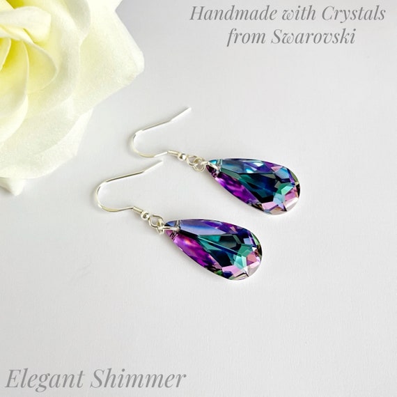 Orecchini A Goccia Con Cristalli Blu E Perline Avorio - Gioielli - Foto 5