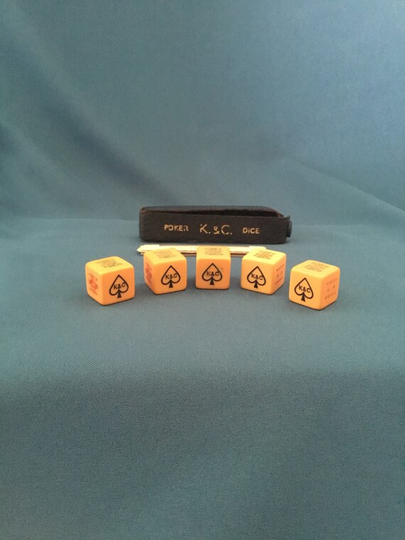 poker dice vintage in leather case poker dice vintage in leather case