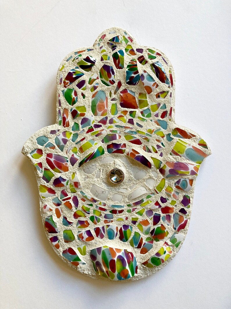 Breaking Glass 6x9 Mosaic Hamsa image 1