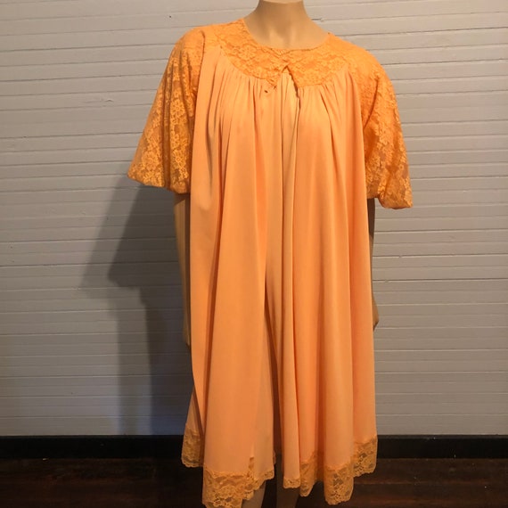 Vintage Peignoir and Nightgown Set Plus Size XL-3X Orange - Etsy