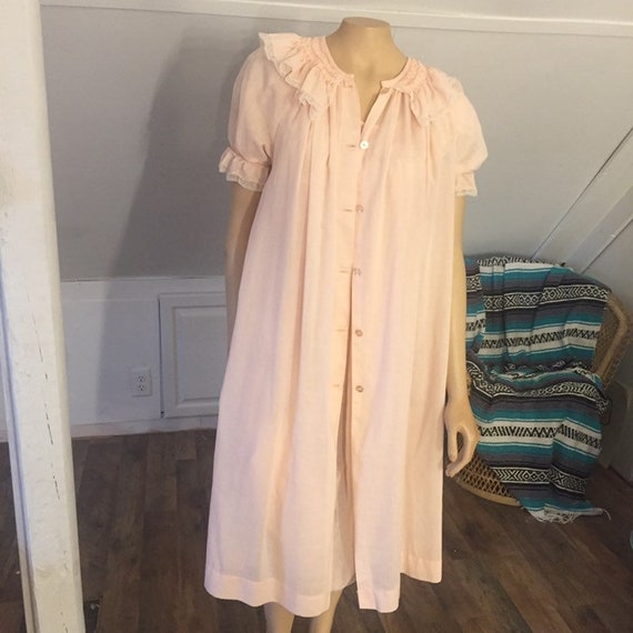Vintage Nightgown & Housecoat Sleep Set, Medium/La
