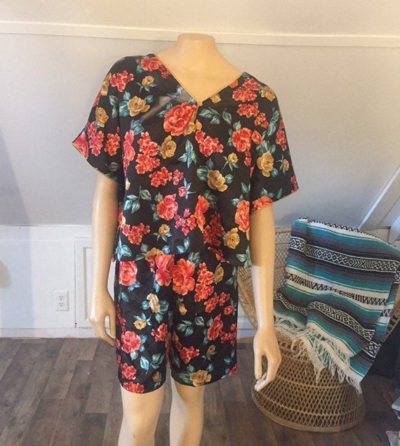 Vintage Barbizon Floral 2pc Set XL, Short Pajamas,