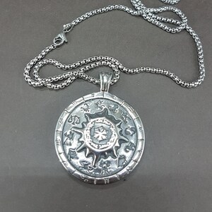 Zodiac signs circle pendant chain necklace