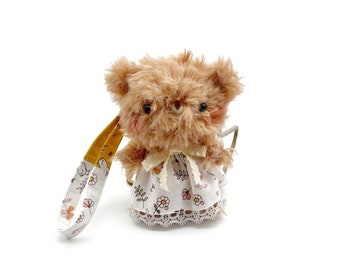 Kawaii Fluffy Teddy Bear Key Chain Crochet Amigurumi Bear Plush Key Ring Key Holder Fabric Key Strap Bear Charm Gift for Her Easter Gift