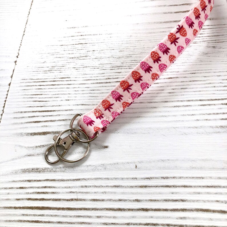 Kawaii Pink Strawberry Lanyard Key Strap Key Holder ID Budge Lanyard Key Lanyard Kay Chain Gift for Her