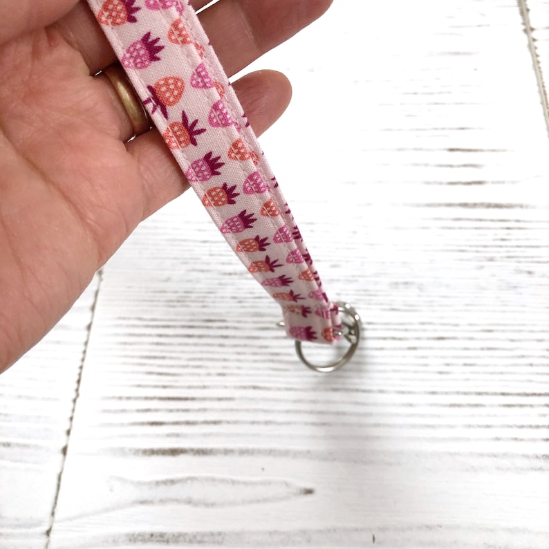 Kawaii Pink Strawberry Lanyard Key Strap Key Holder ID Budge Lanyard Key Lanyard Kay Chain Gift for Her