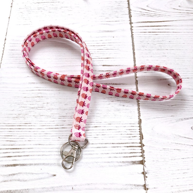Kawaii Pink Strawberry Lanyard Key Strap Key Holder ID Budge Lanyard Key Lanyard Kay Chain Gift for Her