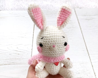 Kawaii Bunny Plush Crochet Bunny Rabbit Amigurumi Bunny Stuffed Toy Valentines Gift Birthday Gift For Her
