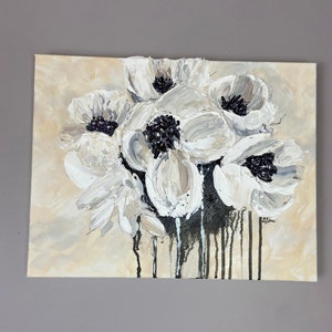 Quietly My Love is an acrylic, impasto poppy flower painting on a 14x18 gallery wrapped canvas.