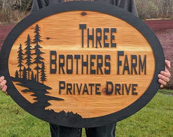 Double sided or Single sided Carved wood address sign, Exterior Family name sign engraved, farmhouse sign exterior sign outdoor wood sign