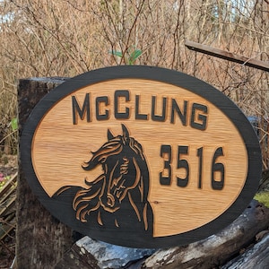 Carved Wood Sign. Estate driveway address rustic oval nature inspired natural. exterior outdoor patio porch road trees. Gift
