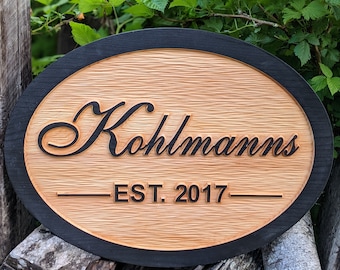 last name sign, family name sign and est date, rustic cedar sign, outdoor sign, porch sign, personalized name sign