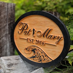 Sign Wood carved made to order outdoor exterior fathers gift address sign wooden custom wedding gift beach house sign lake house vacation