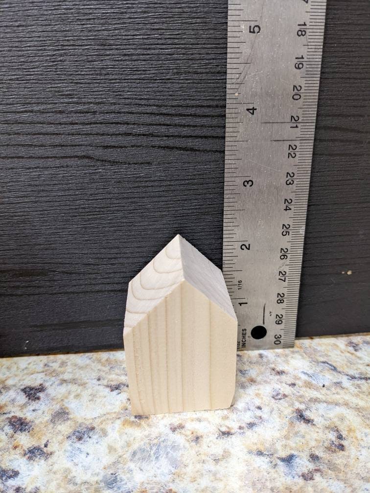 Miniature Wood Block Houses 10 Pieces Fall Diy Tiered Tray Etsy